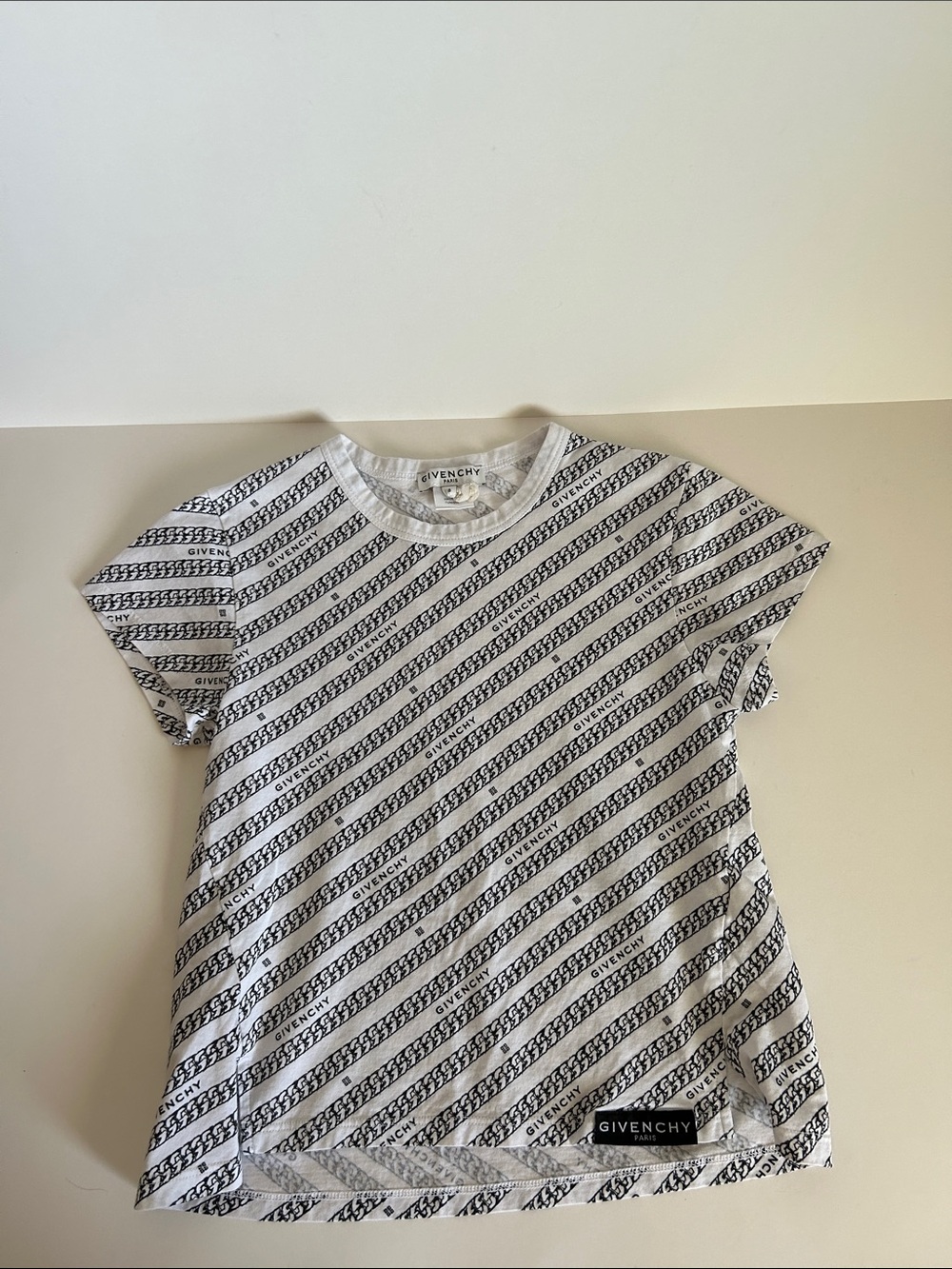 Givenchy White & Black Diagonal Logo Kids Tee
